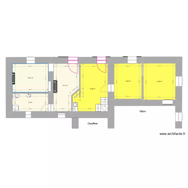 Appartements RDC Der (avec cotes). Plan de 