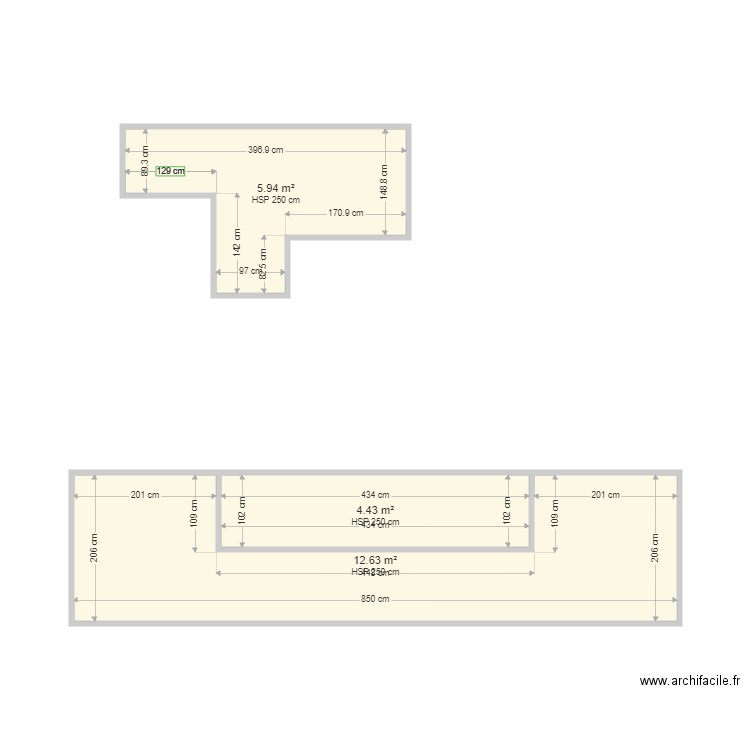 NOUHAUD. Plan de 3 pièces et 23 m2