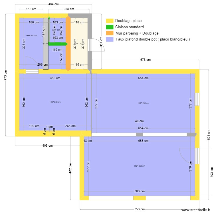 Love Room - Pouancé - Plaquiste. Plan de 6 pièces et 81 m2