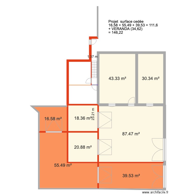 Projet agrandissement. Plan de 0 pièce et 0 m2