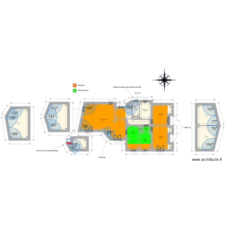 ML23016055. Plan de 22 pièces et 174 m2