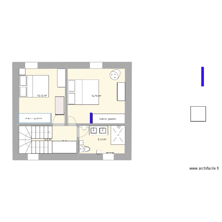 EtageALC. Plan de 4 pièces et 35 m2