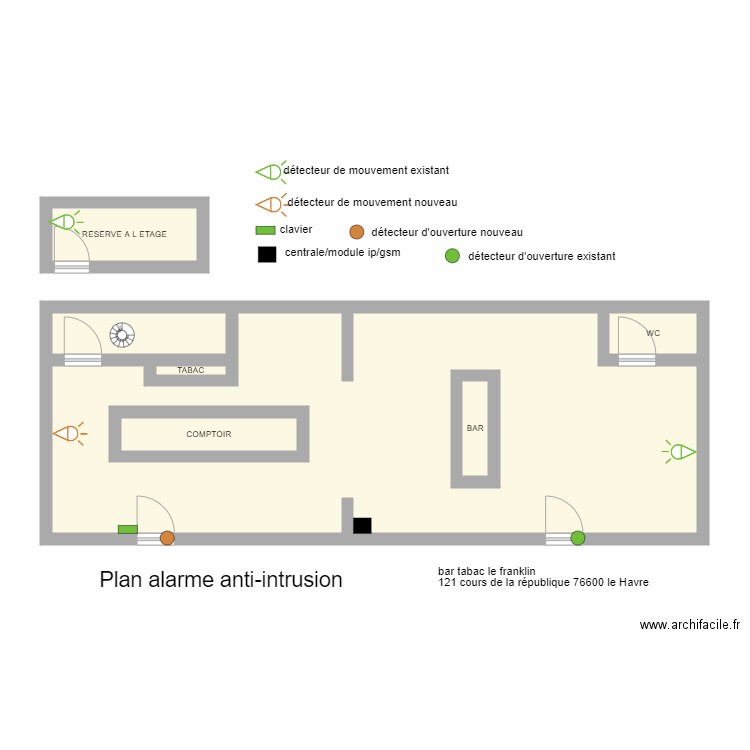 BAR TABAC LE FRANKLIN alarme. Plan de 0 pièce et 0 m2