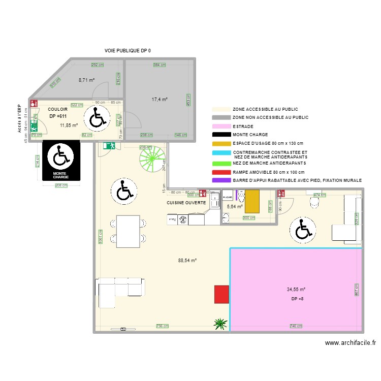 STUDIO URBAN après travaux. Plan de 7 pièces et 171 m2