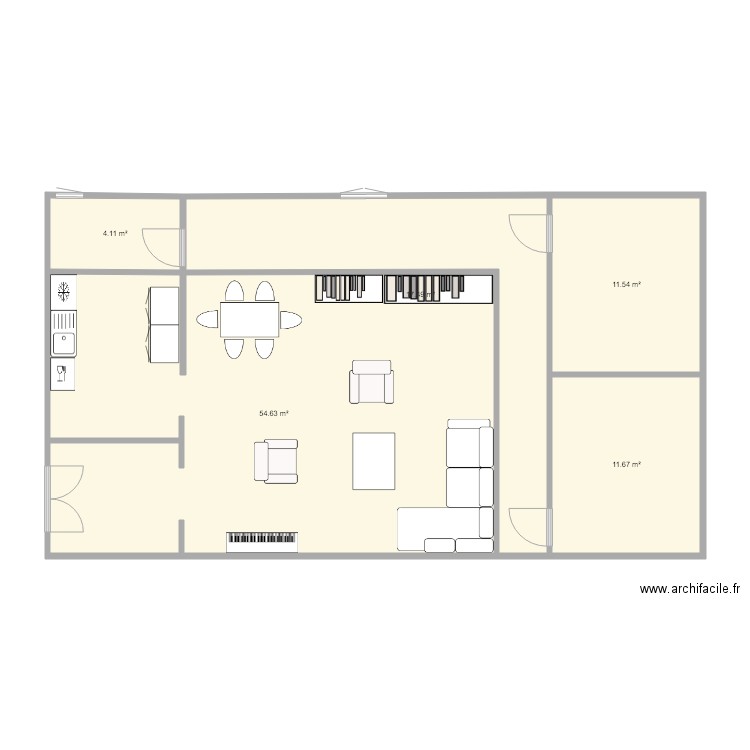 maison plein pied. Plan de 0 pièce et 0 m2