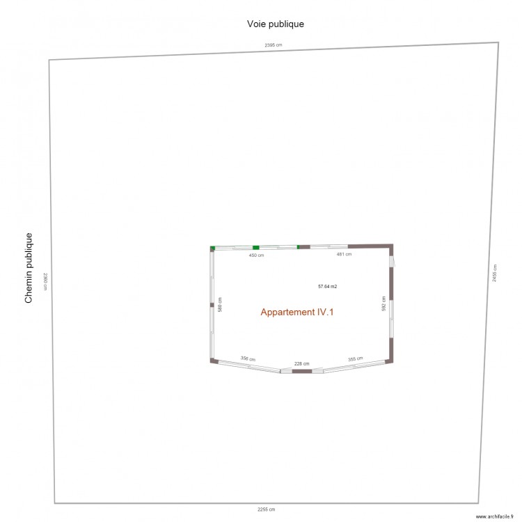 Appartement IV1 superficie. Plan de 2 pièces et 612 m2