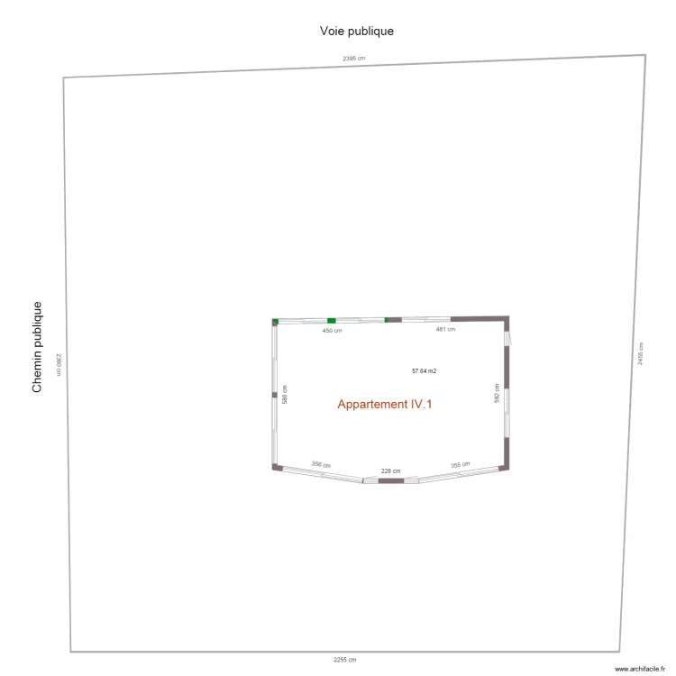 Appartement IV1 superficie. Plan de 