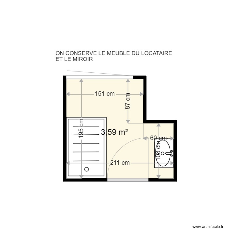 LEMAITRE BRIGITTE . Plan de 1 pièce et 4 m2