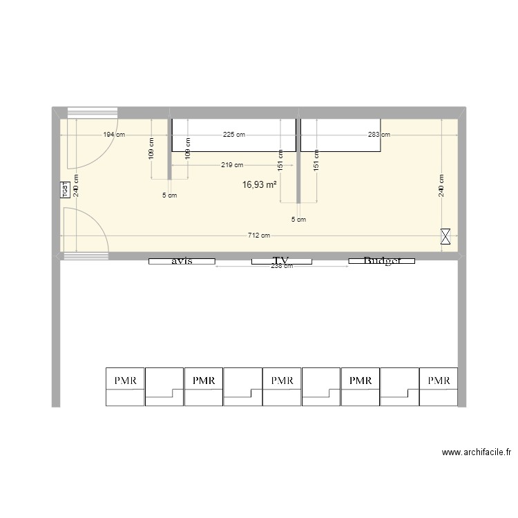 Nantes APT actuel. Plan de 1 pièce et 17 m2