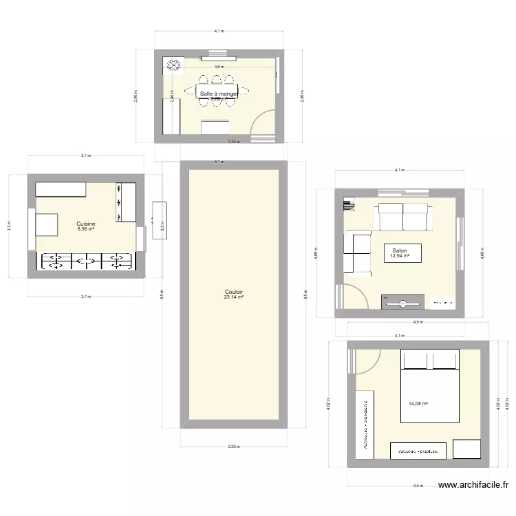 st imier. Plan de 5  et 68 m²