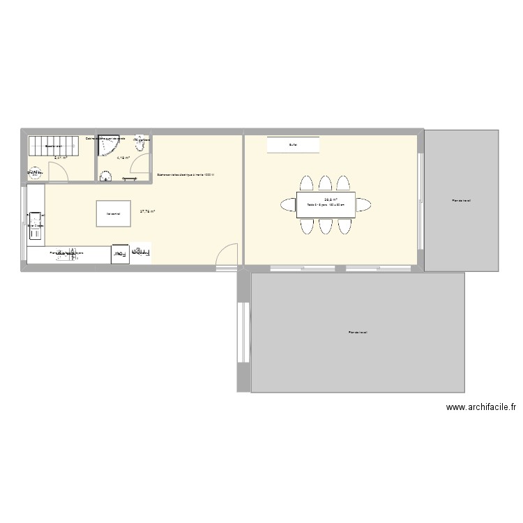 SENOZAN. Plan de 4 pièces et 86 m2