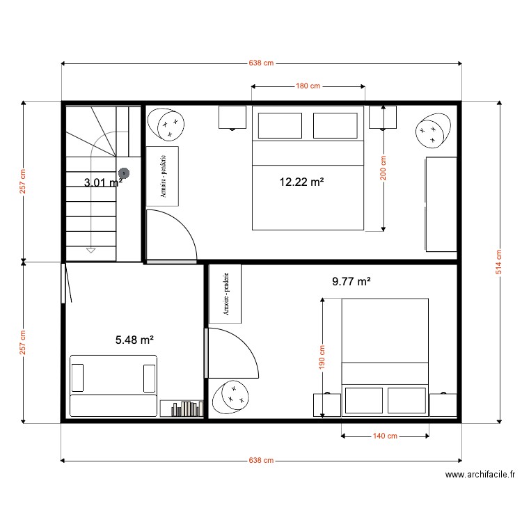 Etage aménagé Chalet 30 m2. Plan de 0 pièce et 0 m2