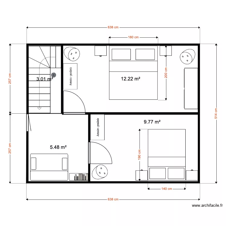 Etage am&eacute;nag&eacute; Chalet 30 m2. Plan de 