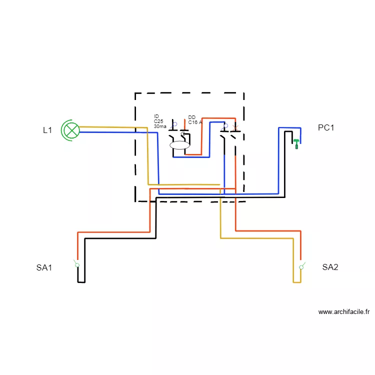 SCEMA MULTIFILAIRE SIMPLE ALLUMAGE ET PRISE ECLAIRAGE. Plan de SCEMA MULTIFILAIRE SIMPLE ALLUMAGE ET PRISE ECLAIRAGE. Plan de