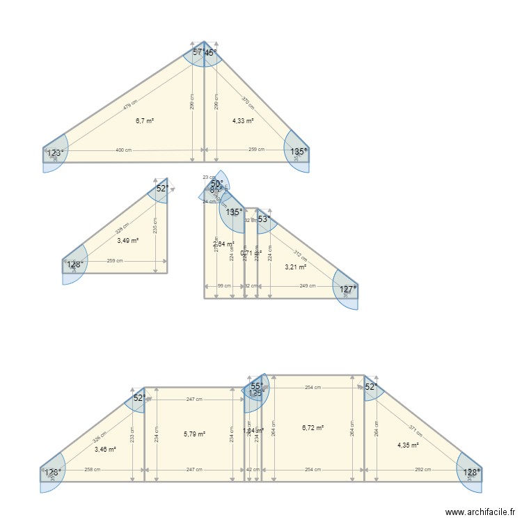 Cloisons plan. Plan de 11 pièces et 42 m2