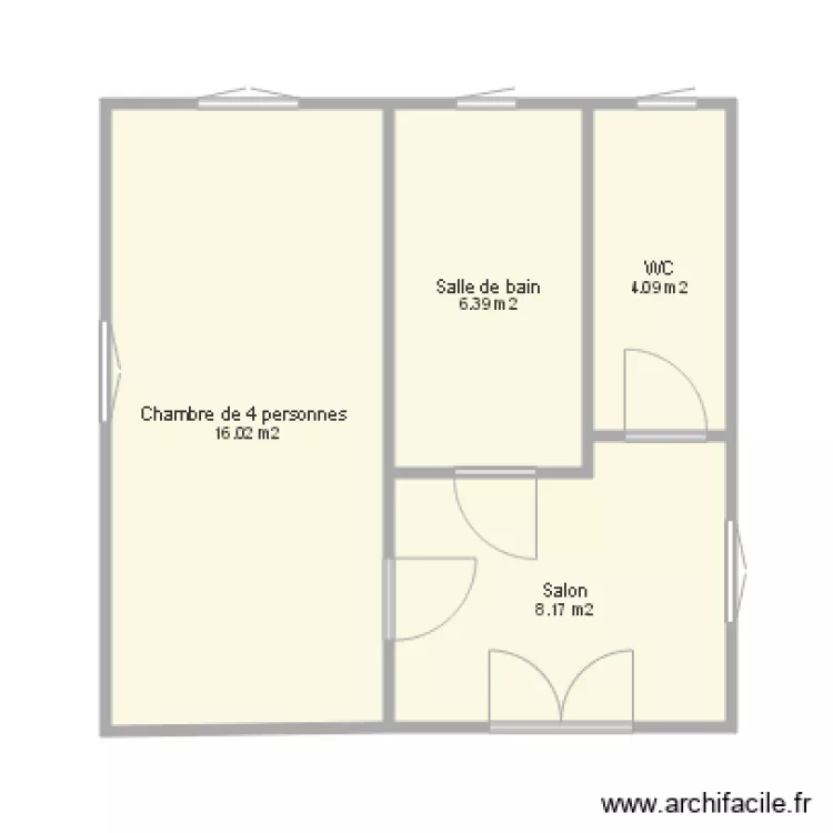 chambre de 4 pers. Plan de 