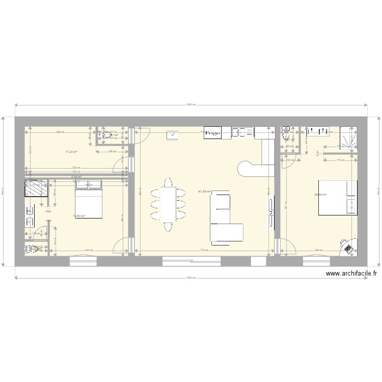 maison 100m2A. Plan de 8 pièces et 107 m2