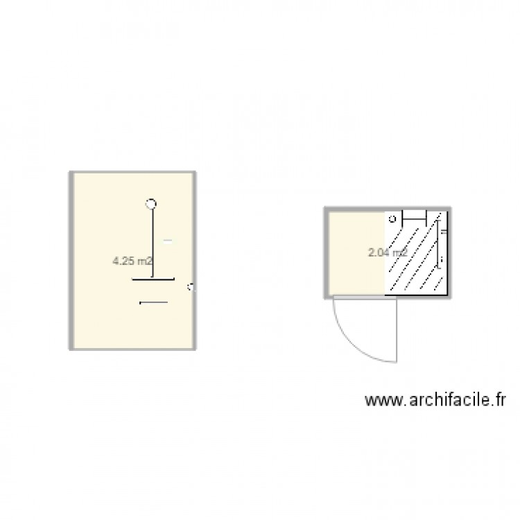 coupes salle d eau PMR. Plan de 2 pièces et 6 m2