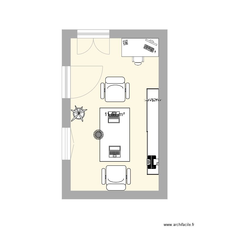 bureau. Plan de 1 pièce et 12 m2