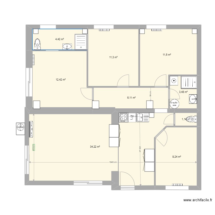  RDC SIX FOURS T6 DEFINITIF. Plan de 9 pièces et 94 m2