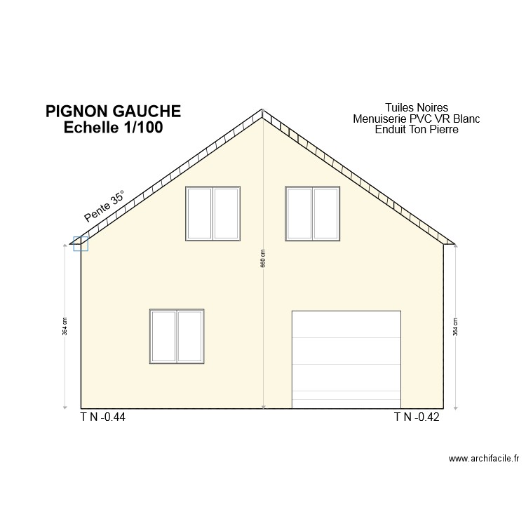 pignon gauche permis 3 sci. Plan de 6 pièces et 41 m2