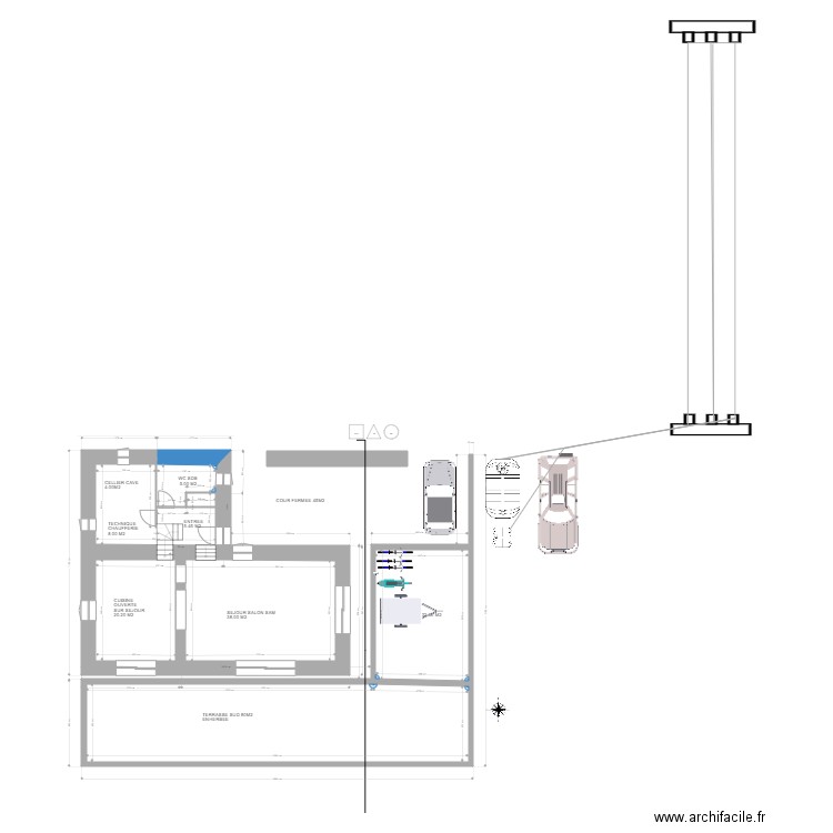 BERGERIE RDC PC 3. Plan de 4 pièces et 186 m2