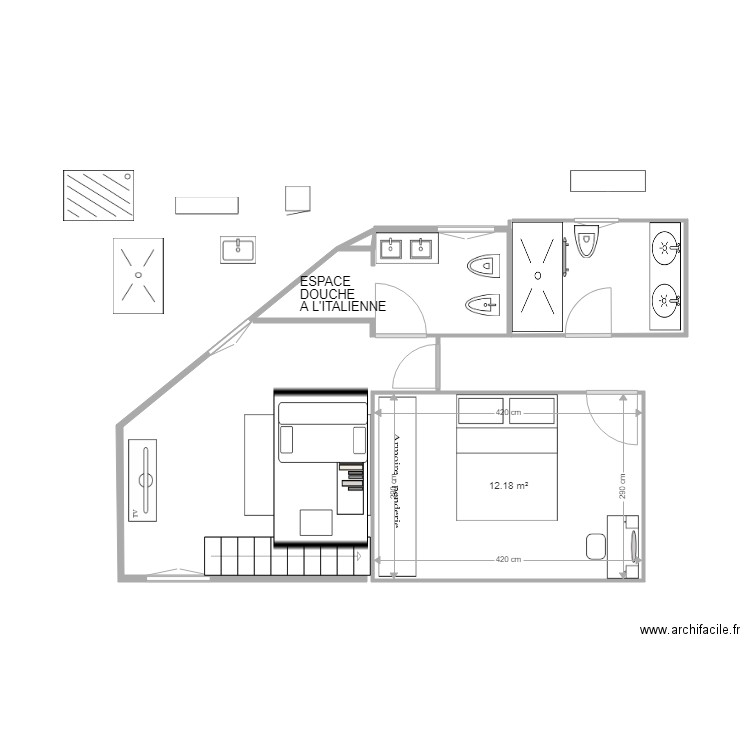 CHBRE ANGLE VERSION 3. Plan de 0 pièce et 0 m2