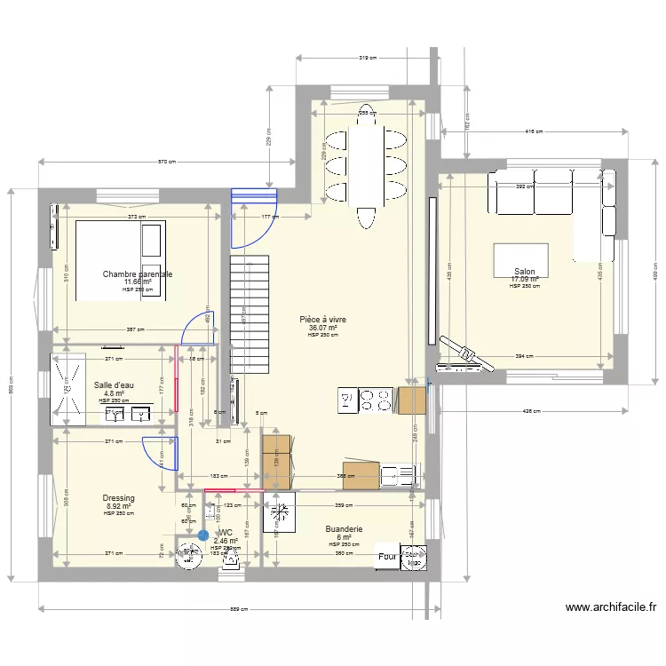 Maison RDC  et R1 V21. Plan de 