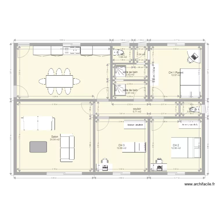 PLAN MAISON TYPE F4. Plan de 