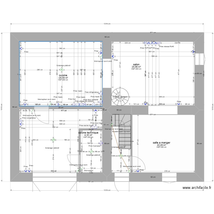 PROJET LACAUNE RDC gabi1 ELECé. Plan de 4 pièces et 76 m2