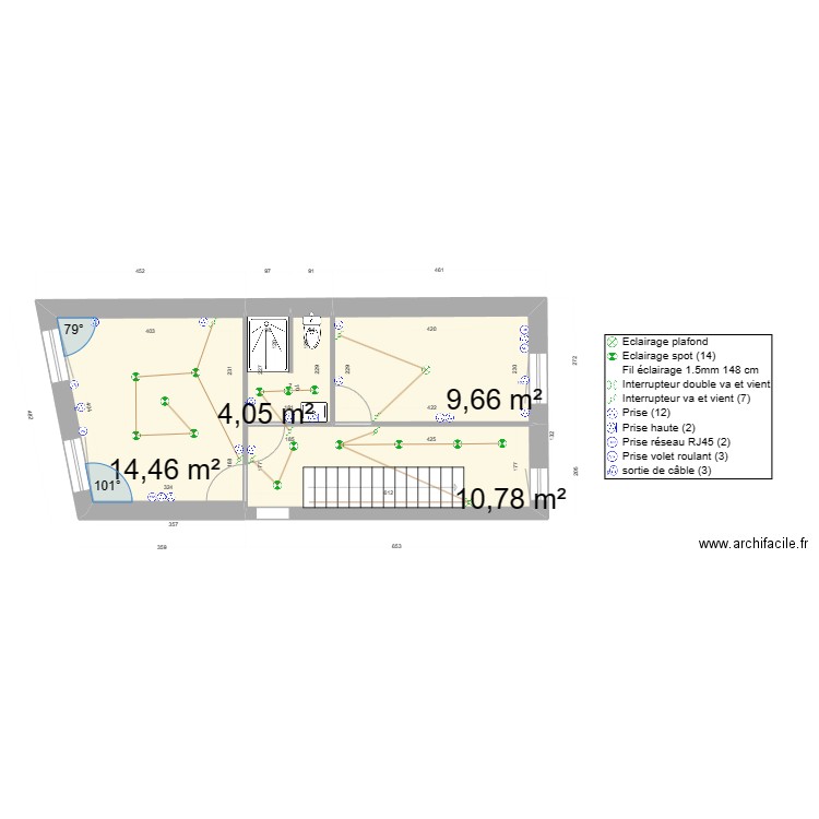 Plan de Vimy Etage elec. Plan de 4 pièces et 39 m2