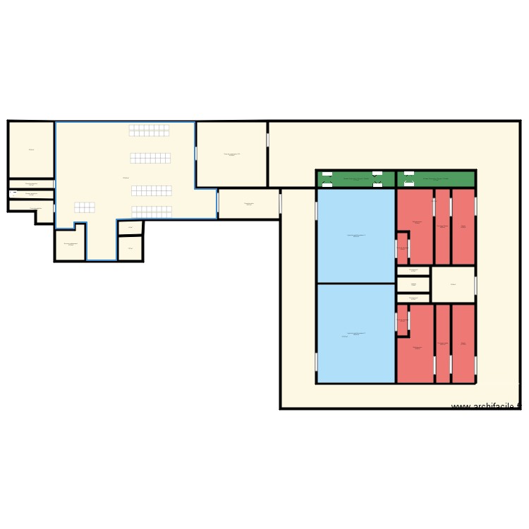 Plan d usine. Plan de 28 pièces et 1340 m2