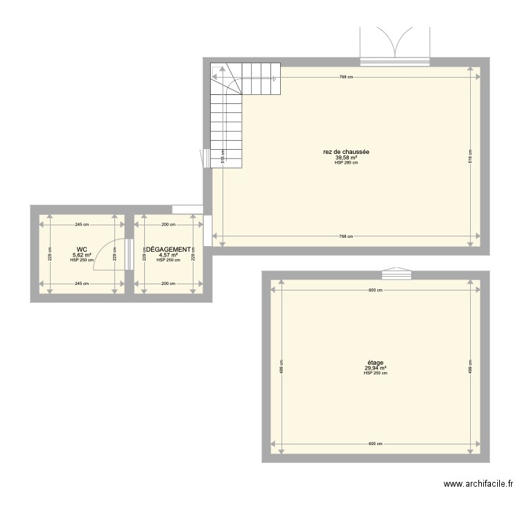 grange 2. Plan de 4 pièces et 80 m2