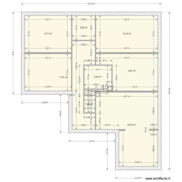 appart existant 69200. Plan de 