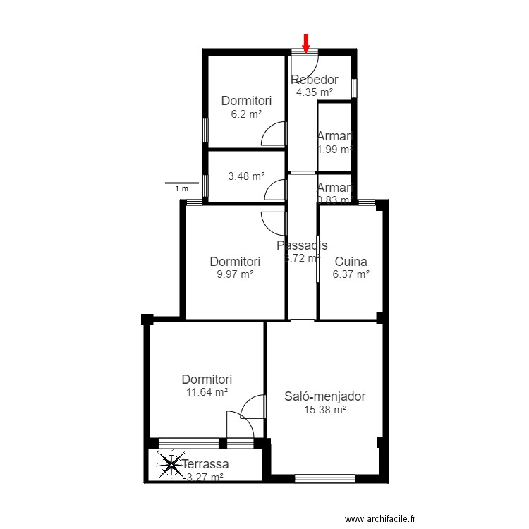 ED. CERVÓS AV DE SANTA COLOMA 89 2-4. ANDORRA. Plan de 11 pièces et 67 m2