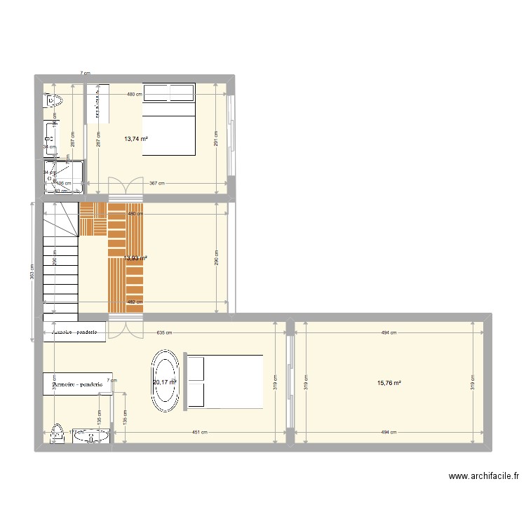 villa GIGAN etage. Plan de 4 pièces et 64 m2