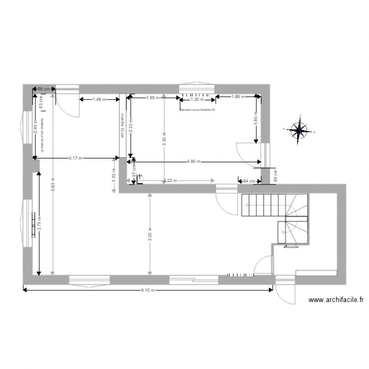 Cuisine plan coté. Plan de 0 pièce et 0 m2