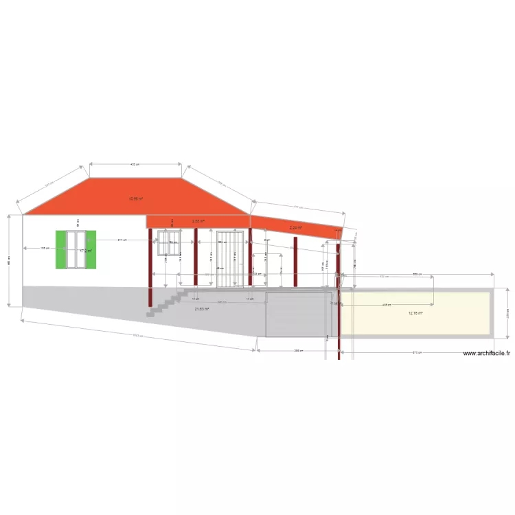 facade est. Plan de 