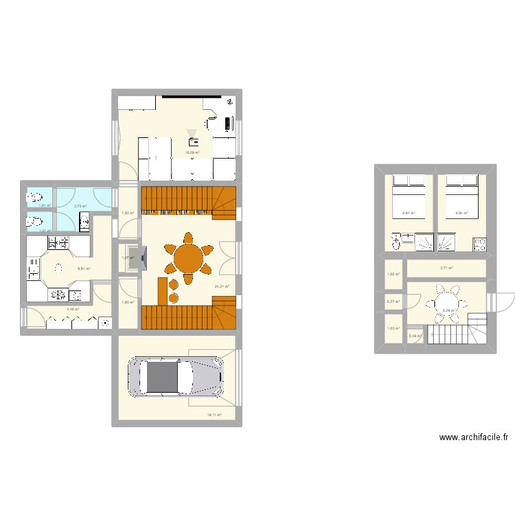 Mini manoir. Plan de 46 pièces et 240 m2