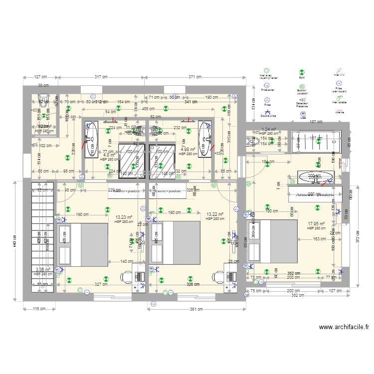 Chambre 1ier Tritons V3 2207 elecA3. Plan de 0 pièce et 0 m2