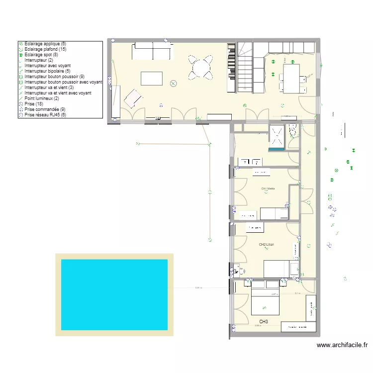 projet maison Alpilles vide. Plan de 