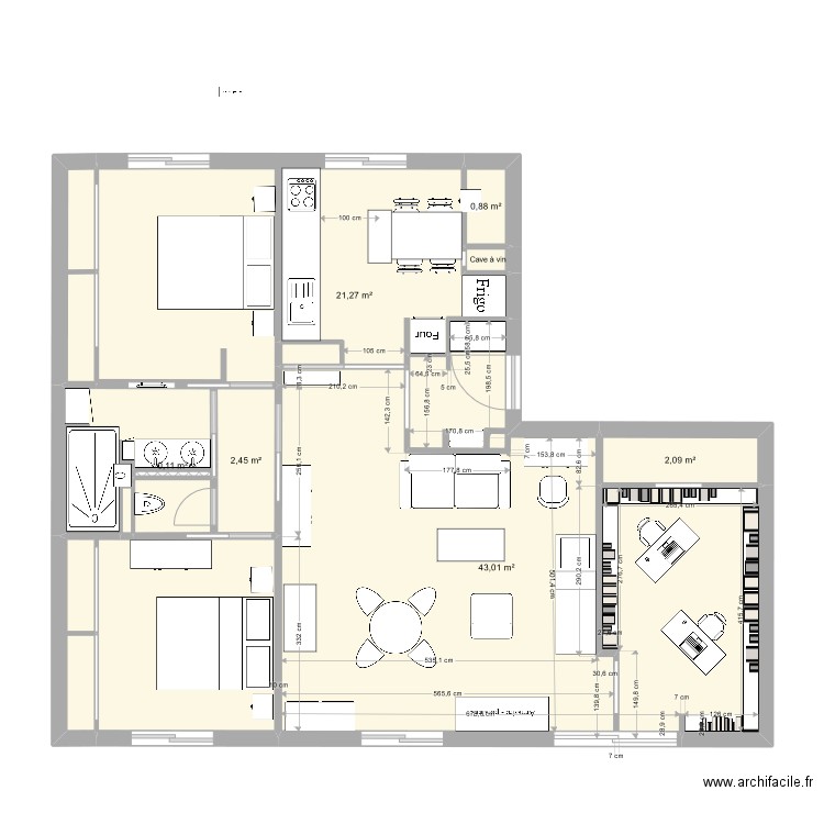 t4fino7.1. Plan de 13 pièces et 89 m2