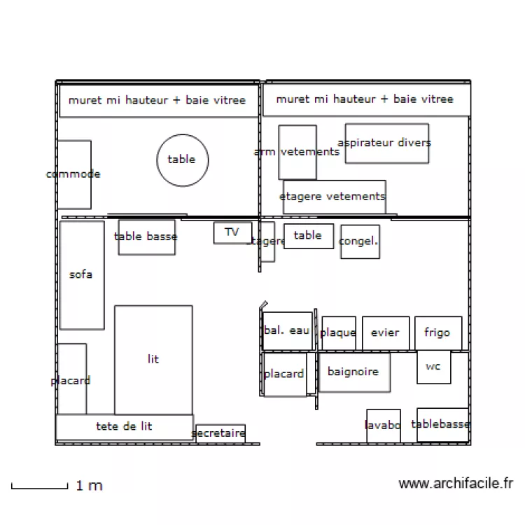 studio. Plan de 
