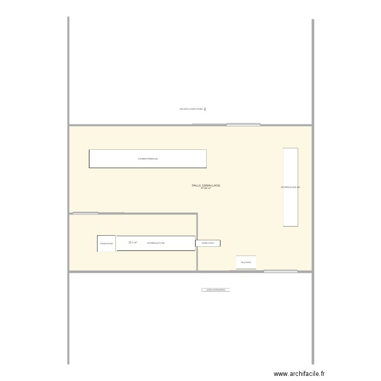 SALLE TRANCHAGE. Plan de 2 pièces et 123 m2