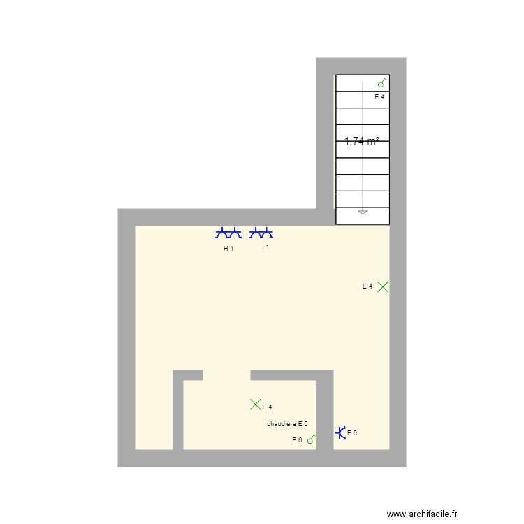 cave elec. Plan de 2 pièces et 14 m2