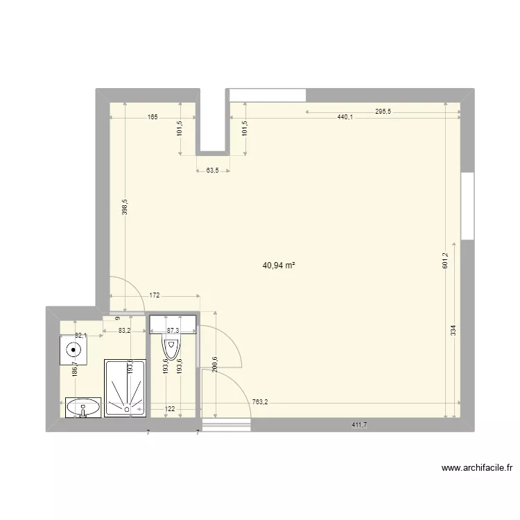 Studio dans combles. Plan de 