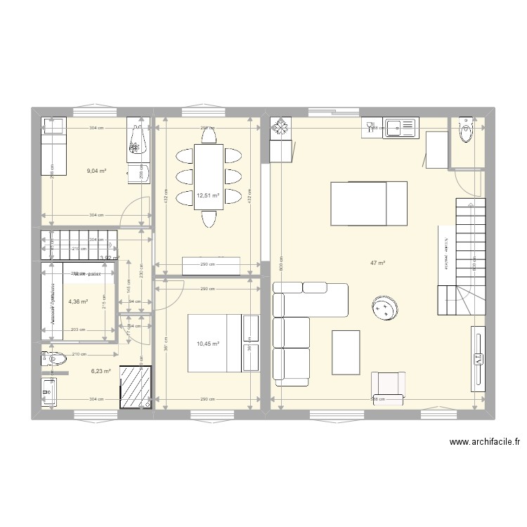 Maison du 52 - Option 5. Plan de 7 pièces et 94 m2