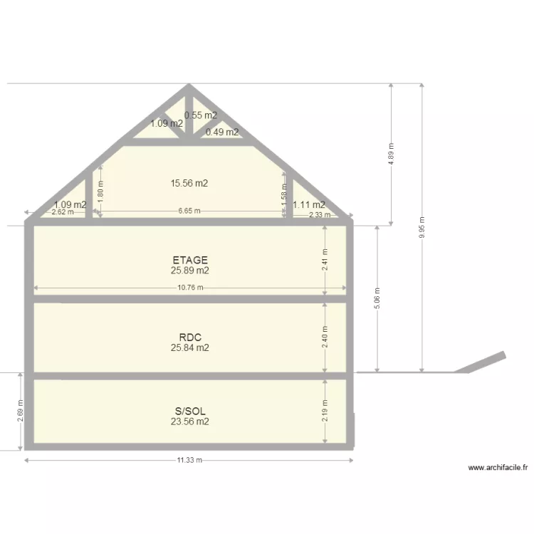COUPE 1132 pignon. Plan de 
