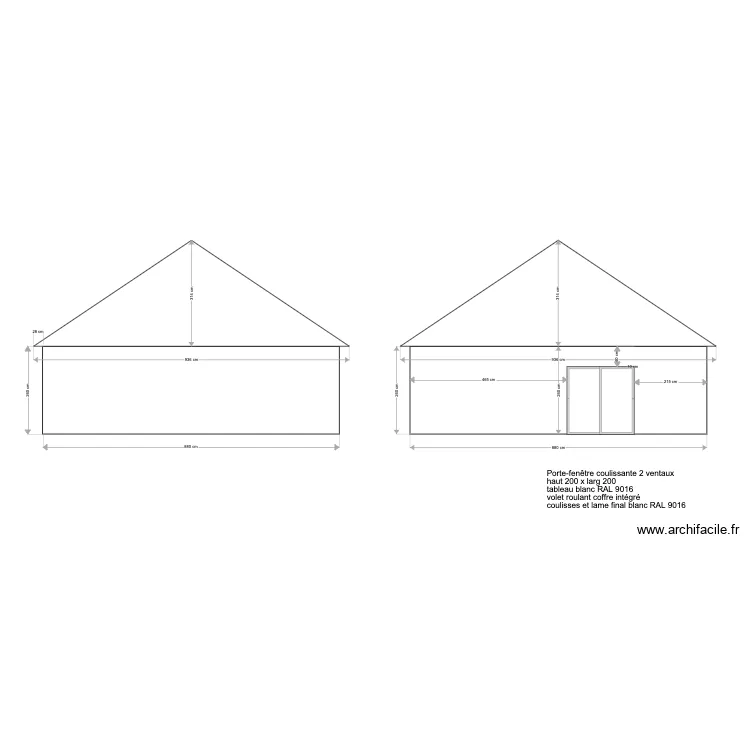 DP4 fa&ccedil;ade sud. Plan de 