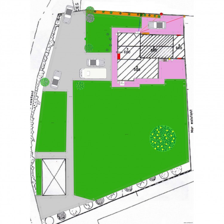 Plan aménagement extérieur avec Eau élect et EU 24 04 21. Plan de 0 pièce et 0 m2